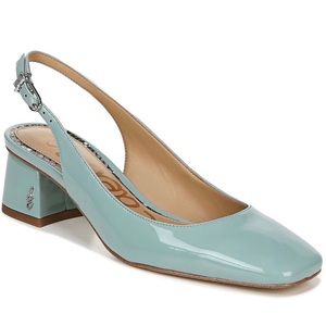 NEW Sam Edelman | Tamra Slingback Blue Leather Heels Sandals Aqua Wedding Work 6